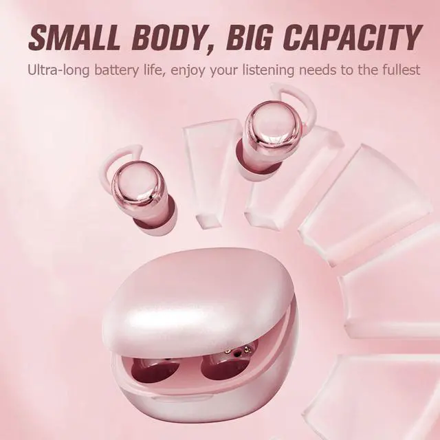 Alt view image 6 of 7 - Invisible Small Mini Sleep Earbuds Pink Wireless Bluetooth Comfortable Side Sleepers Sleeping Tiny Micro Smallest Discreet Hidden Earbud Headphones for Work Ear Buds for Small Ear Canals Women