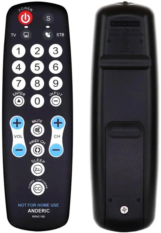 Main image of EzWipe Universal TV Remote Control - 1-Device - TV Only | for Hospitality, Hotels, Motels, Commercial TVs - Clean Wipeable Membrane Surface - RRHC100
