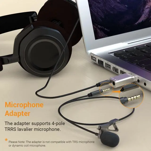 Alt view image 3 of 7 - USB A to Dual 3.5mm Headphone Splitter with DAC - USB to Double Stereo Audio Adapter - Compatible with Lenovo HP Dell Asus Computer Laptop PC