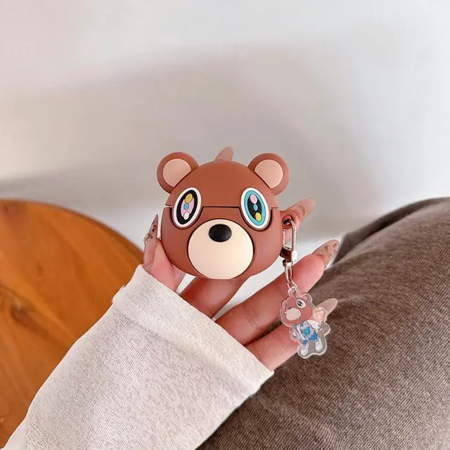 Alt view image 2 of 6 - Earbuds Case for AirPods pro 3 for Girls Boys Kids,Cute Cartoon Popular Bear Design Silicone Headphone Cover with Hook for Airpods pro 3rd Generation (2025)