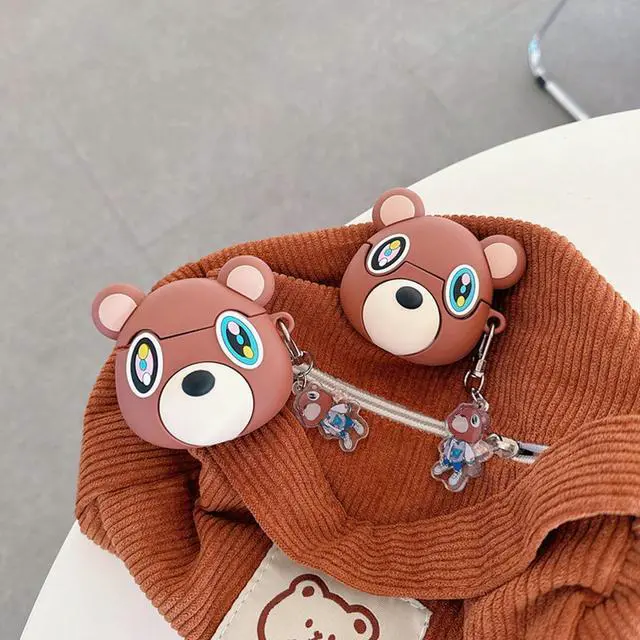 Alt view image 4 of 6 - Earbuds Case for AirPods pro 3 for Girls Boys Kids,Cute Cartoon Popular Bear Design Silicone Headphone Cover with Hook for Airpods pro 3rd Generation (2025)
