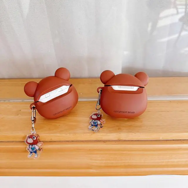 Alt view image 6 of 6 - Earbuds Case for AirPods pro 3 for Girls Boys Kids,Cute Cartoon Popular Bear Design Silicone Headphone Cover with Hook for Airpods pro 3rd Generation (2025)