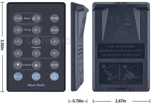 Alt view image 6 of 7 - Replacement Remote Control fit for Bose Wave Radio AWR1-1W AWR1-2W AWR113 AWR131