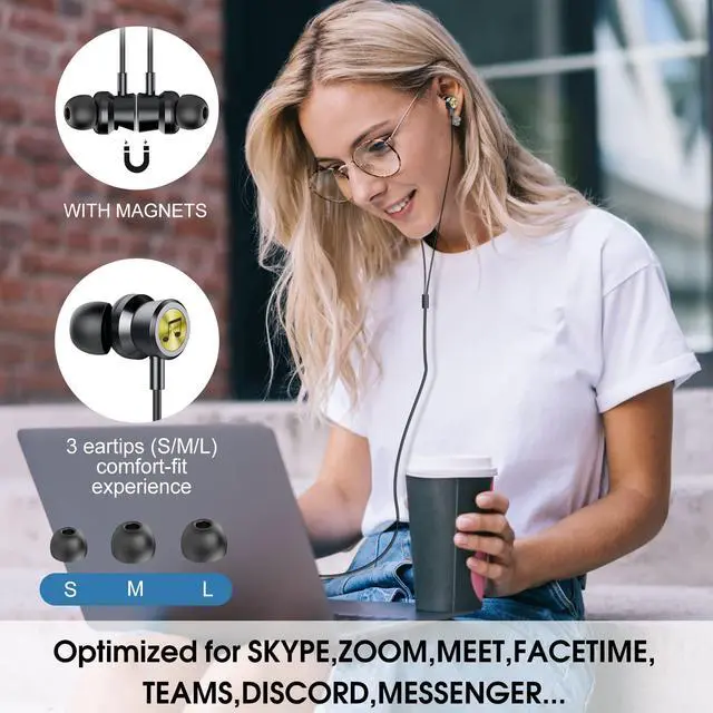 Alt view image 5 of 7 - USB C Wired Earbuds, in Ear Earphones for Samsung S25 S24 Ultra A16 5G USBC Headphones with Mic, Magnetic Noise Isolation Headset Compatible for iPhone 16 15 Pro Max MacBook (Black)