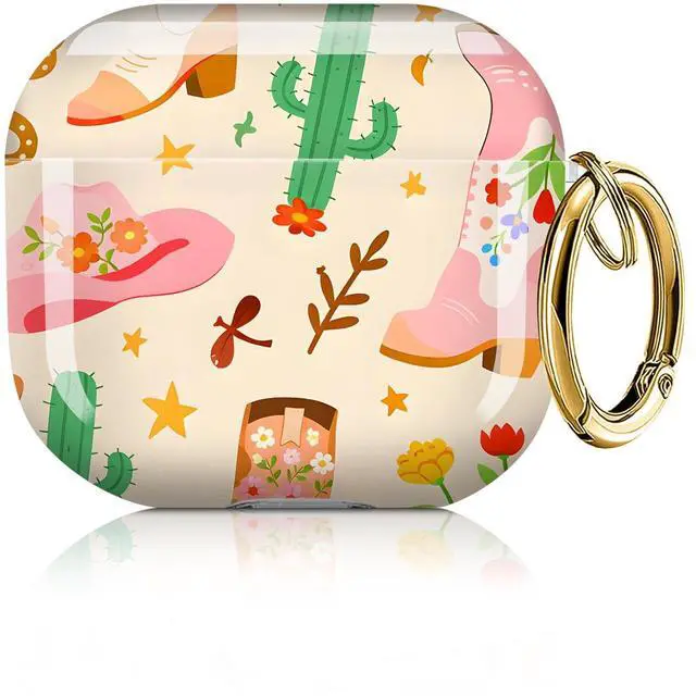 Main image of Case Cover for AirPods 4th Generation (2024), Hard Shell Protective Case with Keychain, Aesthetic Design Shockproof Armor for AirPod 4, Support Wireless Charging, Women, Cowboy Boots Horse