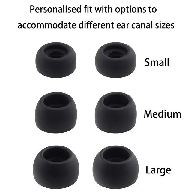 Alt view image 4 of 4 - Replacement Silicone Ear Tips for Denon Perl Pro Earbuds, 6 Pairs | (S/M/L, Black)