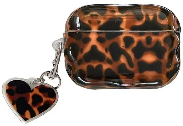 Main image of Aesthetic Tortoise Shell Case for Airpods Pro,Brown Leopard Print Protective Cover with Love Keychain for Cool Girls Women, Compatible for AirPods Pro 2nd/1st Generation