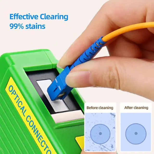Alt view image 2 of 5 - Fiber Optic Cleaning Box, Cassette Type Cleaner for LC/SC/FC/ST Connectors, Optical Connector Ferrule End Face Wiping Tool Cleans Over 550+ Times (Green)