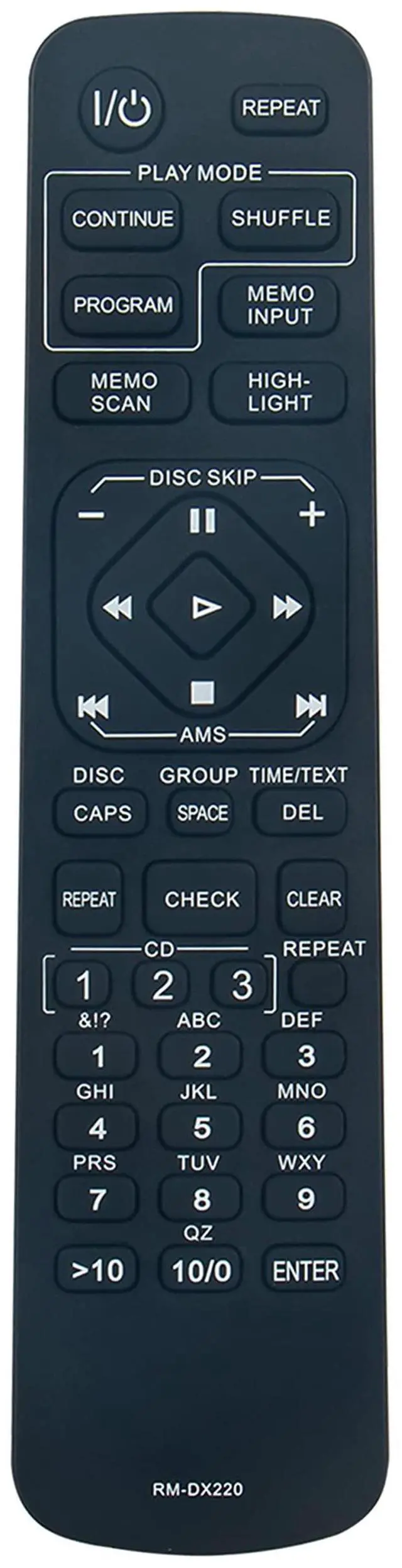 Main image of RM-DX220 Replace Remote Control fit for Sony Disc Player CD Changer | CDP-CX235 CDP-CX220 CDP-CX230 CDP-CX225 RM-DX200 CD-PX205 CDP-CX681