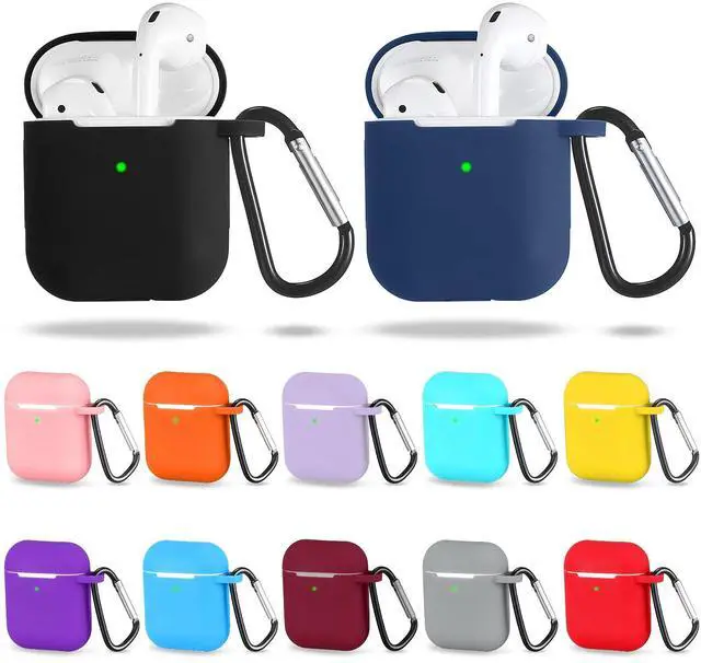Main image of 12 Pieces Headphone Silicone Protective Cases Cover with Keychain Accessories Compatible with Airpods 2 and 1 Wireless Charging Cases, Front LED Visible