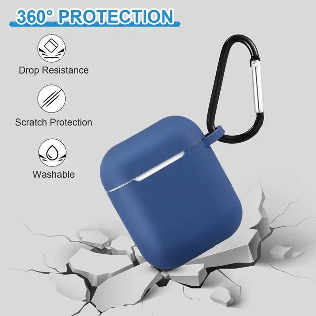 Alt view image 2 of 6 - 12 Pieces Headphone Silicone Protective Cases Cover with Keychain Accessories Compatible with Airpods 2 and 1 Wireless Charging Cases, Front LED Visible