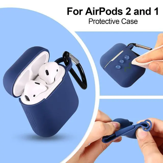 Alt view image 3 of 6 - 12 Pieces Headphone Silicone Protective Cases Cover with Keychain Accessories Compatible with Airpods 2 and 1 Wireless Charging Cases, Front LED Visible