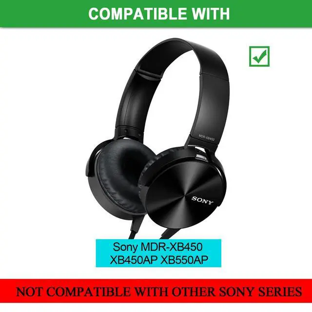 Alt view image 2 of 7 - XB450 Earpads - Replacement Ear Cushion Pads with Protein Leather and Memory Foam for Sony MDR-XB450, XB450AP, XB550AP On Ear Headphones ONLY (NOT FIT Sony Other Series) Black
