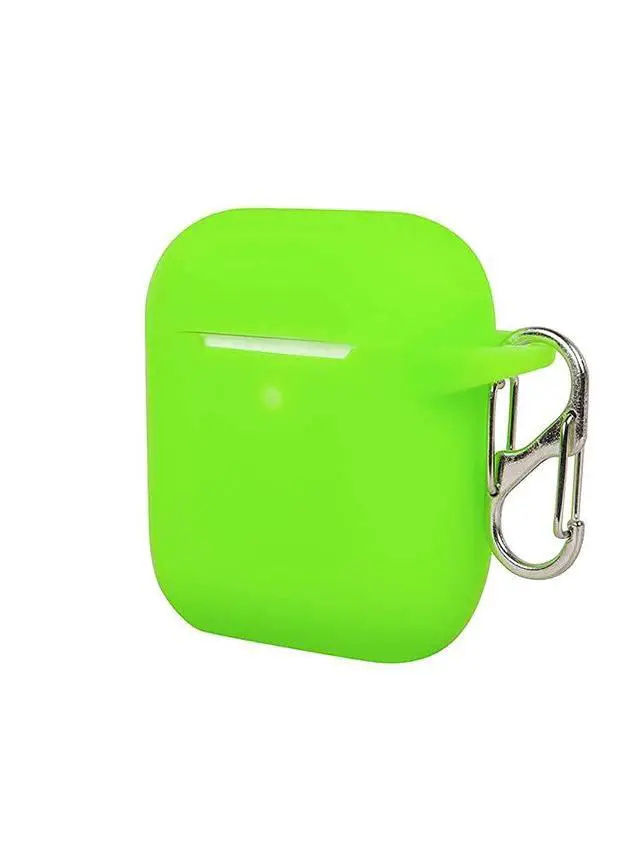 Alt view image 3 of 6 - Soft Silicone AirPods Case 2 &1 - Neon Green | Shockproof, 360° Protective Apple Airpods Case Cover with Keychain | Wireless Charging Compatible with Front LED Visible