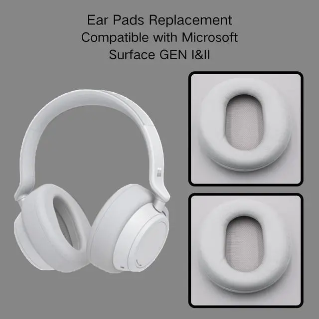 Alt view image 3 of 6 - Ear Pads Replacement - Compatible with Microsoft Surface GEN I&II Headphone | Protein Leather Ear Cushions Cups, Breathable Mesh Cover with Mounting Clips (Gray)