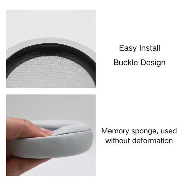 Alt view image 4 of 6 - Ear Pads Replacement - Compatible with Microsoft Surface GEN I&II Headphone | Protein Leather Ear Cushions Cups, Breathable Mesh Cover with Mounting Clips (Gray)