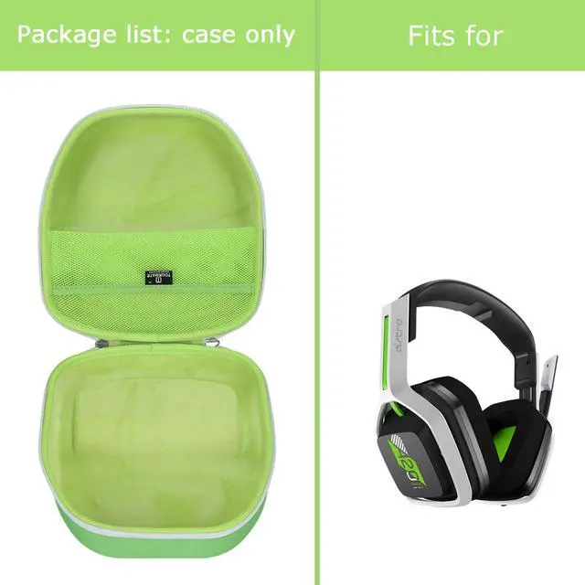 Alt view image 7 of 7 - Hard Travel Case for Gaming A20 Wireless Headset Gen 2, Protective Carrying Storage BoxCASE ONLY (Green & White)
