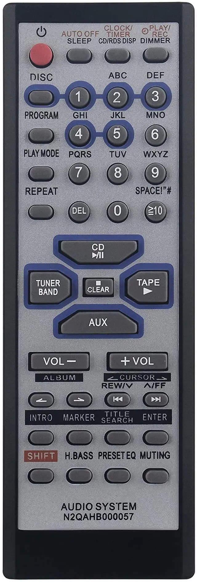 Main image of N2QAHB000057 Replaced Remote fit for Panasonic CD Stereo System SC-AK330 | SC-AK333 SC-AK230 SA-AK230 SB-AK230 SA-AK333 SB-AK330 SA-AK330 SB-AK330