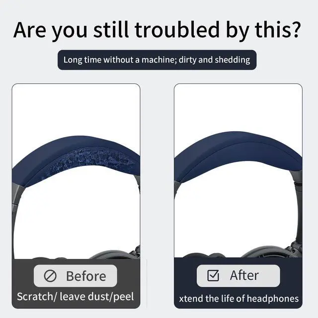 Alt view image 5 of 5 - Replacement Headband Pad for Bose QC35 II, QC35, QC45, QC SE - Premium Protein Leather & High-Elastic Memory Foam, Soft and Comfortable Head Cushion by - Blue
