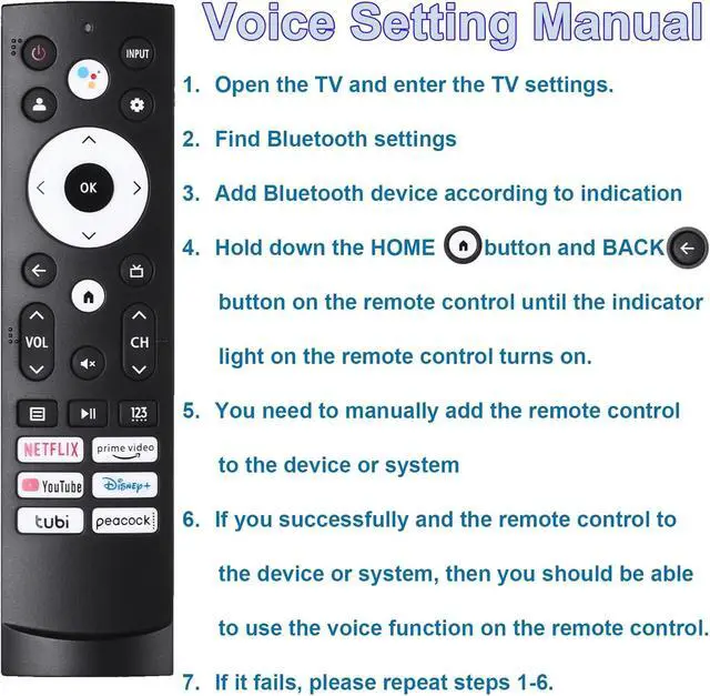 Alt view image 5 of 7 - Universal Voice Remote Control Replacement Compatible with Hisense Smart Google TV