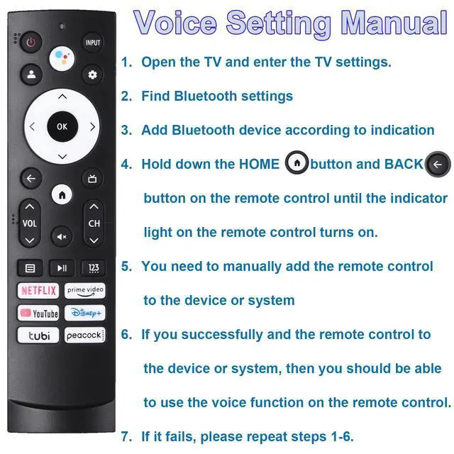 Alt view image 7 of 7 - Universal Voice Remote Control Replacement Compatible with Hisense Smart Google TV