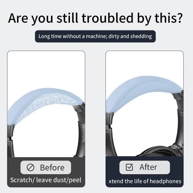 Alt view image 5 of 6 - Replacement Headband Pad for Bose QC35 II, QC35, QC45, QC SE - Premium Protein Leather & High-Elastic Memory Foam, Soft and Comfortable Head Cushion by - Moonstone Blue