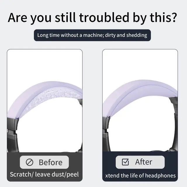 Alt view image 5 of 6 - Replacement Headband Pad for Bose QC35 II, QC35, QC45, QC SE - Premium Protein Leather & High-Elastic Memory Foam, Soft and Comfortable Head Cushion by - Purple