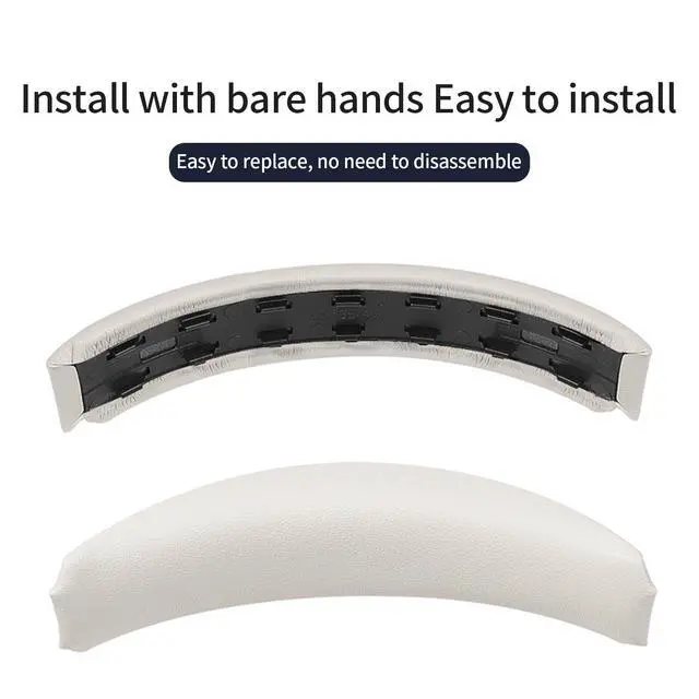 Alt view image 4 of 6 - Replacement Headband Pad for Bose QC35 II, QC35, QC45, QC SE - Premium Protein Leather & High-Elastic Memory Foam, Soft and Comfortable Head Cushion by - Off-White