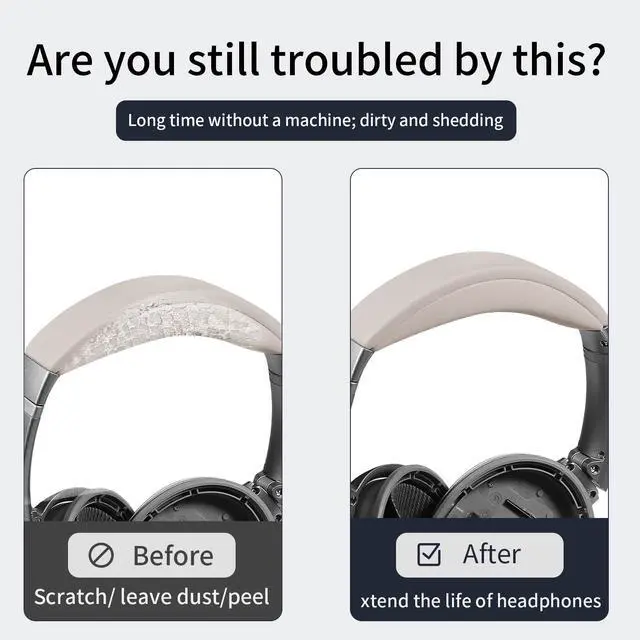 Alt view image 5 of 6 - Replacement Headband Pad for Bose QC35 II, QC35, QC45, QC SE - Premium Protein Leather & High-Elastic Memory Foam, Soft and Comfortable Head Cushion by - Off-White