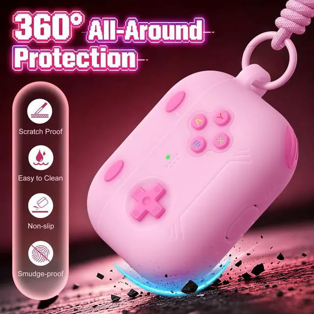 Alt view image 3 of 6 - for Airpods Pro 3 Case Cute Game Console Design with Detachable Lanyard | Full Body Soft Silicone Compatible with Apple AirPod Pro 3rd Generation Cover with Cleaner Kit,Shockproof,Anti-Scratch