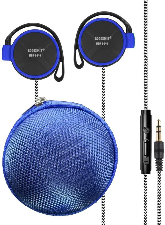 Main image of Comfortable Kids On-Ear Headphones for School with Soft Sponge Cushions, Adjustable Earhooks, 3.5mm Jack, and Headphone Case - Perfect for Tablets and Computers (Blue)