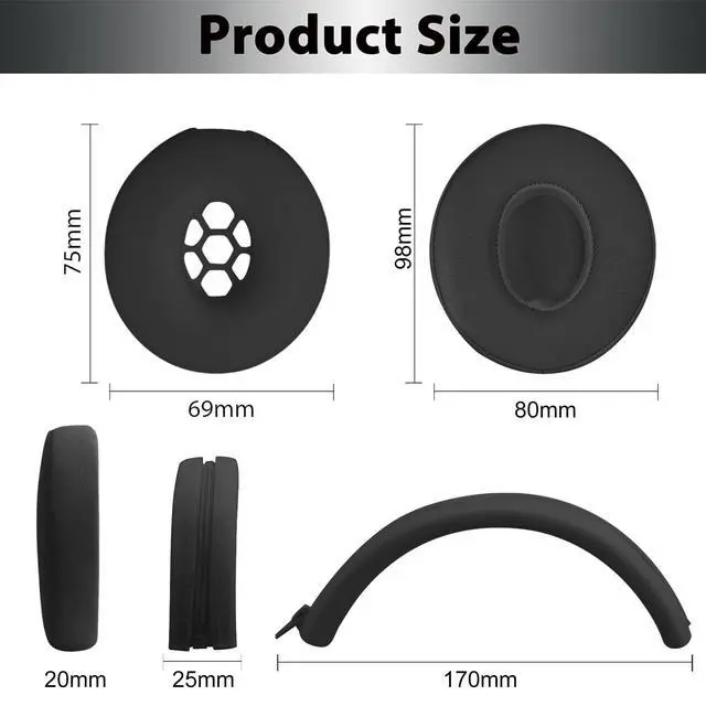 Alt view image 6 of 6 - Solo3 Ear Pads & Ear Covers & Headband Cover for Beats Solo 3 & Solo 2 Wireless Headphones, Protein Leather Solo3 Earpad Replacement Accessories Silicone Sweat Covers - Black