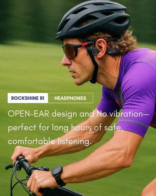 Alt view image 5 of 7 - R1 Open Ear Sport Headphones | Bone Conduction Running Headphones, Bluetooth 5.3, 12H Battery, Sweatproof & Water-Resistant, Deep Bass Sound