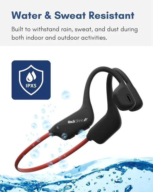 Alt view image 7 of 7 - R1 Open Ear Sport Headphones | Bone Conduction Running Headphones, Bluetooth 5.3, 12H Battery, Sweatproof & Water-Resistant, Deep Bass Sound