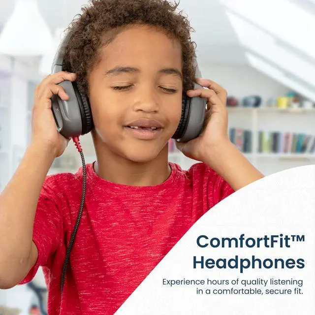 Alt view image 5 of 6 - Rugged 2 Wired Headphones No Mic | USB C - Long Tangle Free Chew-Proof Cord - Reliable Drop Tested and Comfortable for Kids K-12 Students Classroom and School Use - Gray