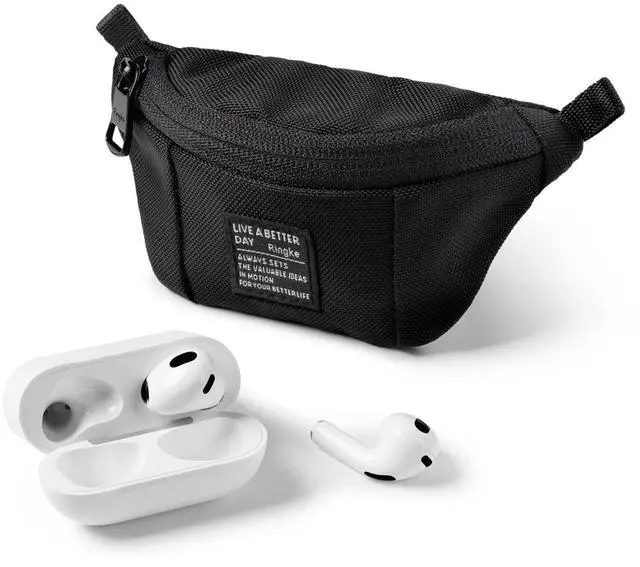 Main image of Mini Pouch Sling Bag, Small Bag for Universal Wireless Ear Buds, Durable Waterproof Keychain Backpack Accessories for AirPods Pro 3 & 2 & 1, AirPods 4 & 3 & 2 & 1 Case - Black