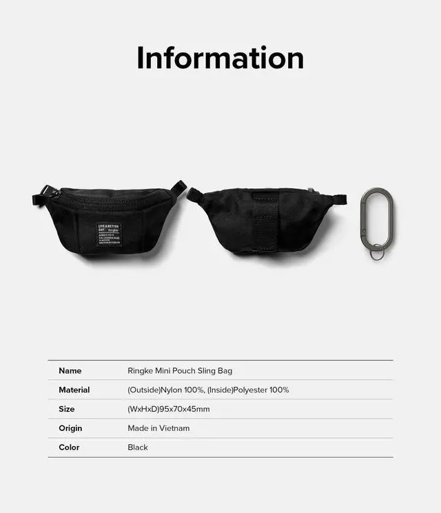 Alt view image 4 of 6 - Mini Pouch Sling Bag, Small Bag for Universal Wireless Ear Buds, Durable Waterproof Keychain Backpack Accessories for AirPods Pro 3 & 2 & 1, AirPods 4 & 3 & 2 & 1 Case - Black