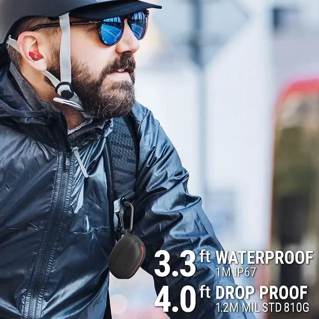 Alt view image 2 of 6 - Waterproof Protective Cover for Beats Studio Buds/Studio Buds+, Beats Studio Buds Plus Case, with Premium Carabiner, one-Piece Curved Design fits Perfectly Both Models, Won't pop Out(Black)