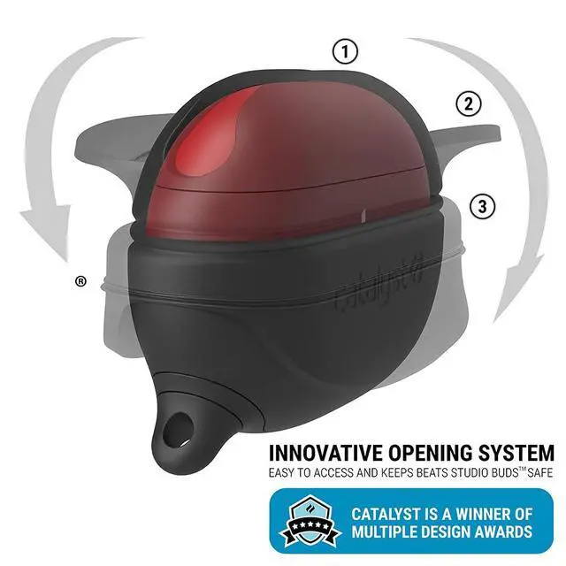 Alt view image 3 of 6 - Waterproof Protective Cover for Beats Studio Buds/Studio Buds+, Beats Studio Buds Plus Case, with Premium Carabiner, one-Piece Curved Design fits Perfectly Both Models, Won't pop Out(Black)