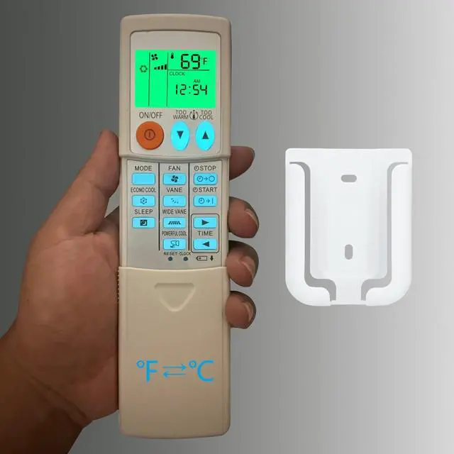 Main image of Universal Replacement Remote Control for All Mitsubishi Air Conditioner (Fahrenheit and Backlight),with Backlit,Wall Mounting Bracket