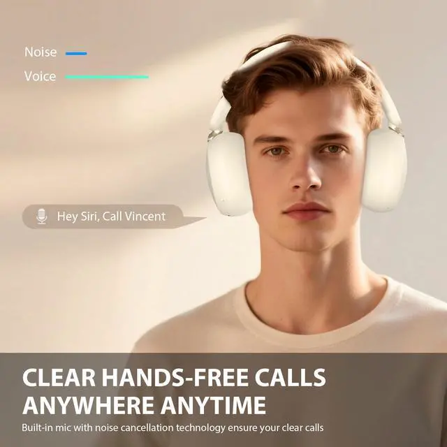 Alt view image 5 of 7 - Active Noise Cancelling Headphones Wireless Over Ear Bluetooth ANC Headphones with Mic, Transparency Mode, 65H Playtime, Deep Bass, Clear Call, Hi-res Audio Headset for Home Office Travel
