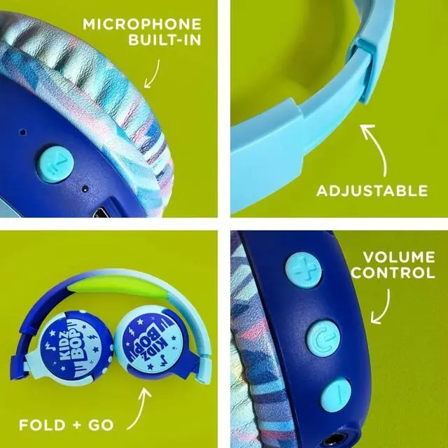 Alt view image 3 of 6 - Kidz Bop, Bluetooth Headphones for Kids | Hi-Def Microphone & Speakers | 94dB Volume Limiting | Wireless | Adjustable | School Use | Gift 3 4 5 6 7 8+ Year Old Girls Boys