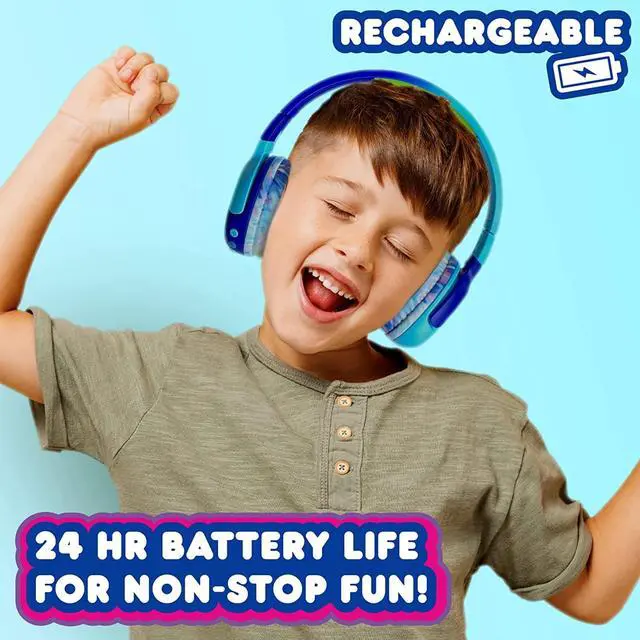 Alt view image 4 of 6 - Kidz Bop, Bluetooth Headphones for Kids | Hi-Def Microphone & Speakers | 94dB Volume Limiting | Wireless | Adjustable | School Use | Gift 3 4 5 6 7 8+ Year Old Girls Boys