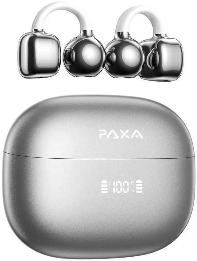 Main image of 2026 Upgraded Clipbuds7 Clip On Earbuds with LED Display, Silver | Open Ear Earbuds Wireless Bluetooth 5.4 Touch Control, Ultra-Light 4.5g Fit Comfort for Sports Fitness Daily Use