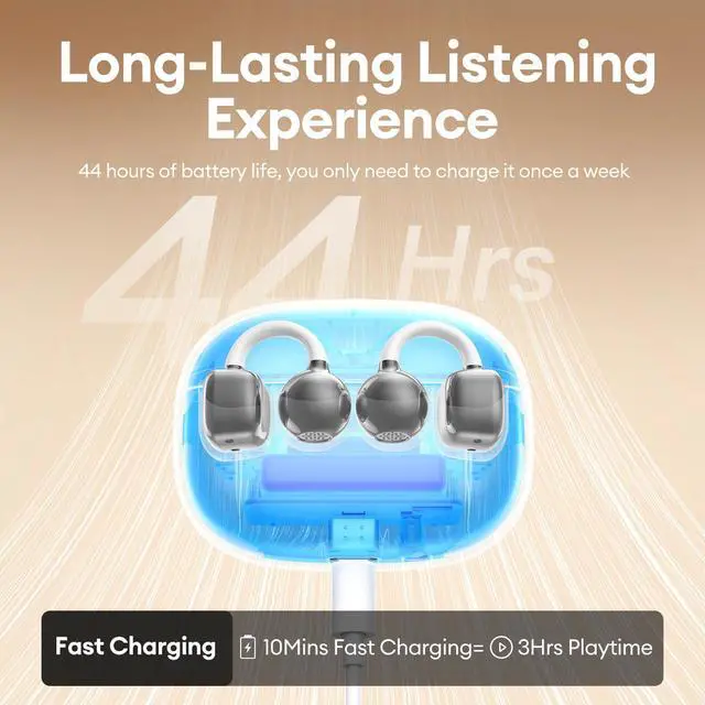 Alt view image 5 of 6 - 2026 Upgraded Clipbuds7 Clip On Earbuds with LED Display, Silver | Open Ear Earbuds Wireless Bluetooth 5.4 Touch Control, Ultra-Light 4.5g Fit Comfort for Sports Fitness Daily Use