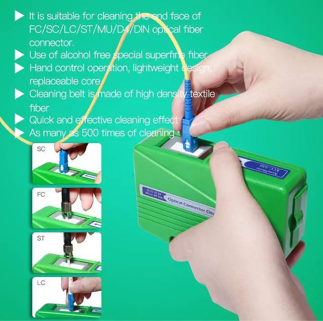 Alt view image 6 of 7 - Fiber Optic Connector Cassette Cleaner KCC-550 Cleans 500 Times+ | Fiber Optic Cleanner Supports 1.25mm/2.5mm,SC,FC,ST,MU,LC Male Connectors, Comes With Cleaning Replacement Core Refill