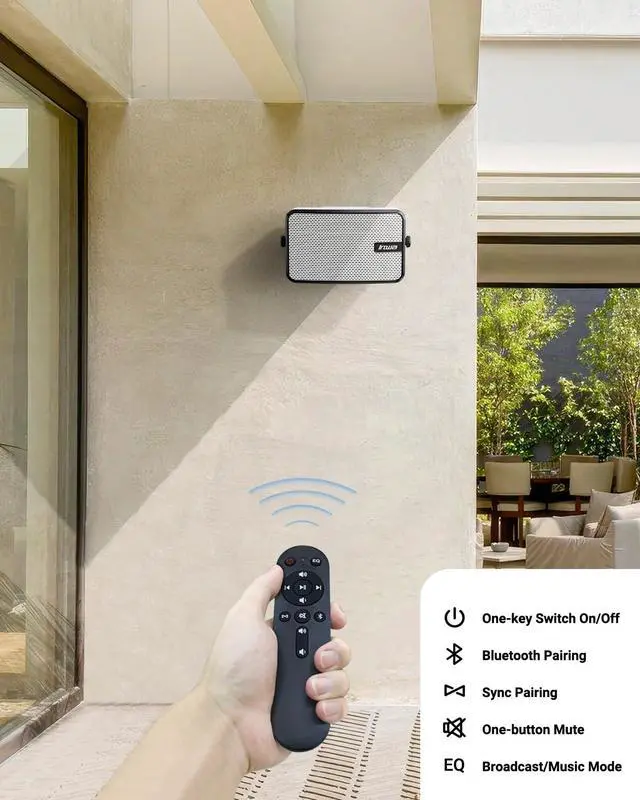 Alt view image 2 of 3 - Remote Control for MZ-621 / MZ-632 / MZ-658 Outdoor Wall-Mounted Bluetooth Speakers, One-Button Mute, Easy On/Off Switching/Bluetooth Connection/Volume Control