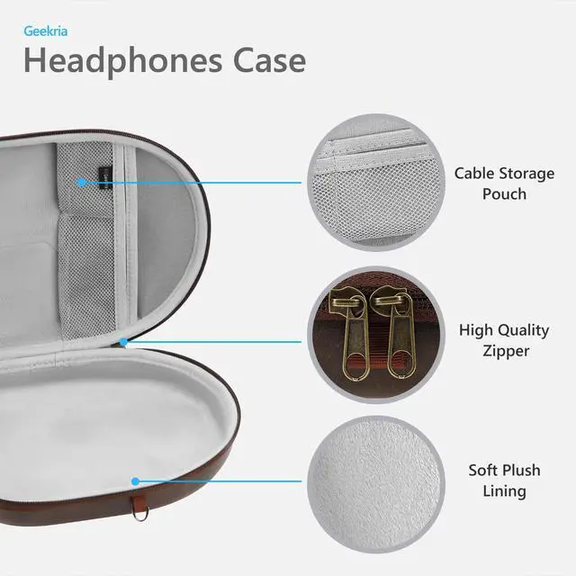 Alt view image 2 of 6 - Shield Headphones Case for B&O Beoplay H100/HX/H9i/H95, Beocom Portal and More, Replacement Hard Shell Travel Carrying Bag with Cable Storage (Dark Brown)