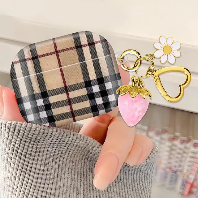 Alt view image 2 of 6 - Compatible with AirPod Pro 2nd / 1st Generation, 2023/2022/2019, the Fully Protected Shockproof Wireless Earphone case Comes with a Cute and Beautiful Strawberry Keychain Pendant Pink