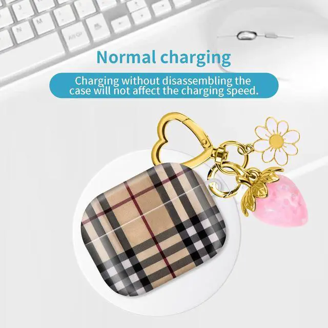 Alt view image 6 of 6 - Compatible with AirPod Pro 2nd / 1st Generation, 2023/2022/2019, the Fully Protected Shockproof Wireless Earphone case Comes with a Cute and Beautiful Strawberry Keychain Pendant Pink